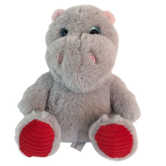 Walmart Grey Red Hippopotamus Plush 8" Valentine Hippo Stuffed Animal Toy - Picture 1 of 8